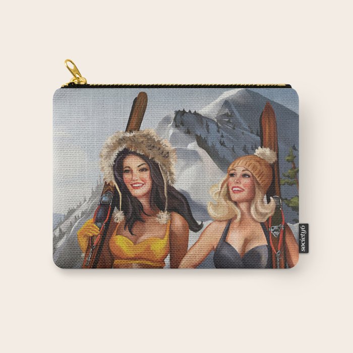 "Ski Bunnies" Cool Retro Winter Pinup Girl Art Carry All Pouch Gallery Image 1
