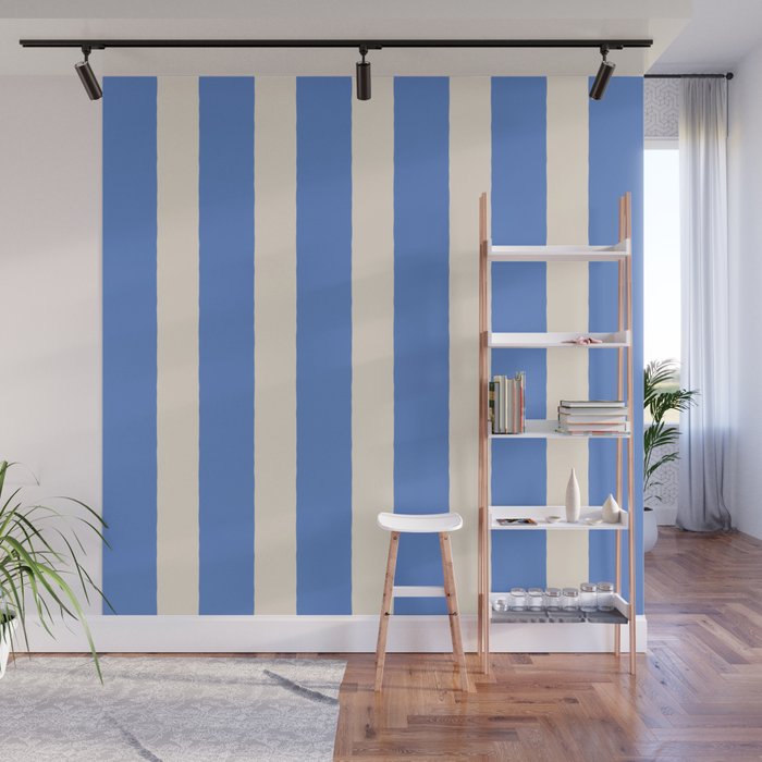 Simple Stripes Pattern - Blue Wall Mural Gallery Image 1