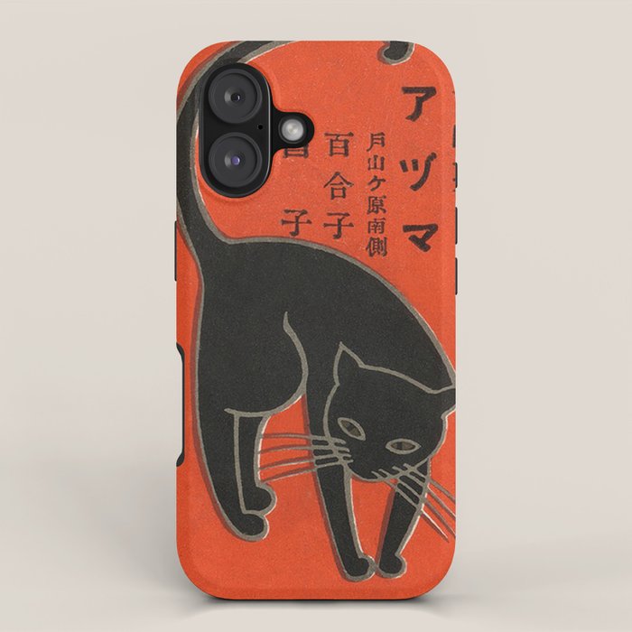 Vintage Art Deco Japanese Black Cat iPhone Case Gallery Image 1
