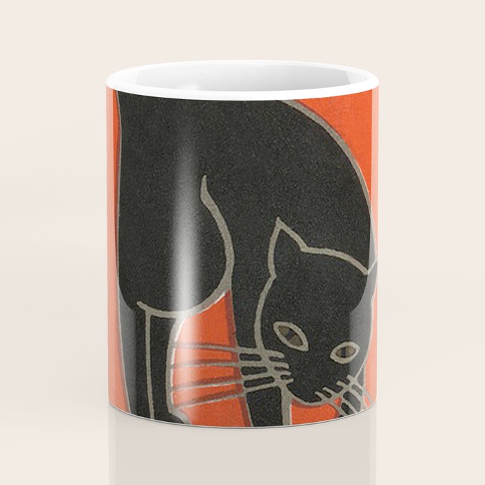 Vintage Art Deco Japanese Black Cat Coffee Mug Gallery Image 4
