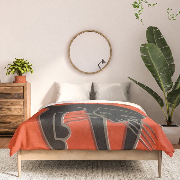 Vintage Art Deco Japanese Black Cat Comforter Gallery Image 3
