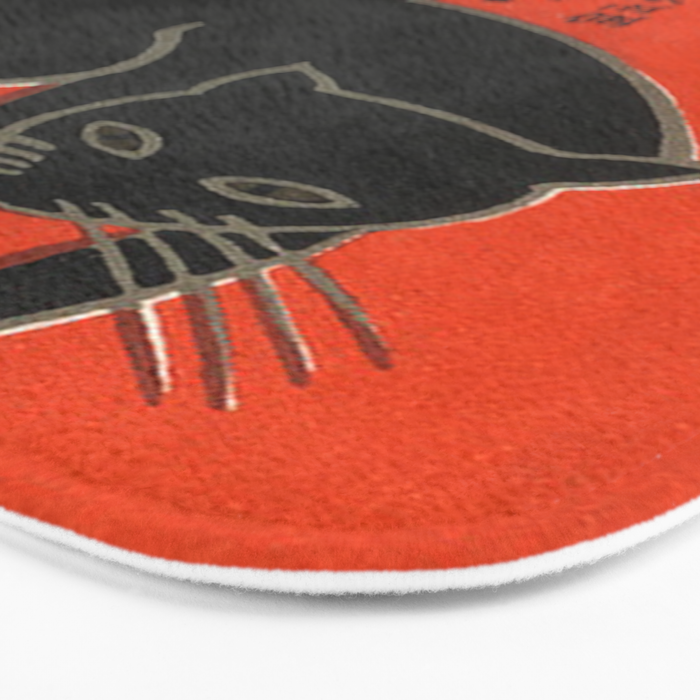 Vintage Art Deco Japanese Black Cat Bath Mat Gallery Image 3