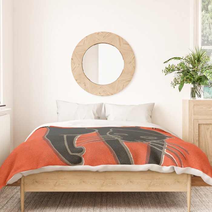 Vintage Art Deco Japanese Black Cat Duvet Cover Gallery Image 3