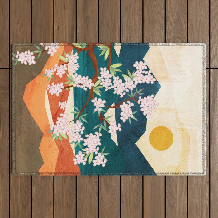 Warm spring sunshine beneath the ridge  Outdoor Rug Gallery Image 1