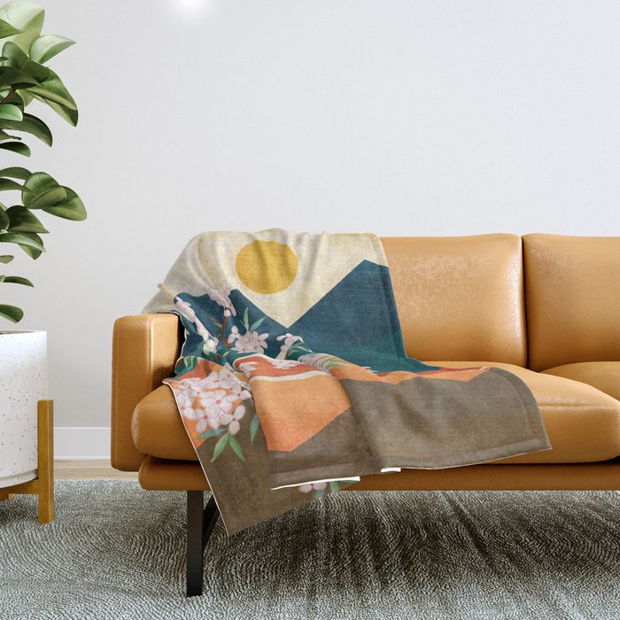Warm spring sunshine beneath the ridge  Throw Blanket Gallery Image 1