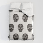 DÃ­a de Muertos Calavera â¢ Mexican Sugar Skull - Black Palette Comforter Gallery Image 6