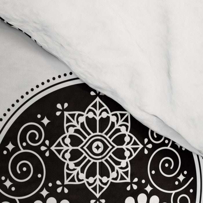 DÃ­a de Muertos Calavera â¢ Mexican Sugar Skull - Black Palette Comforter Gallery Image 4
