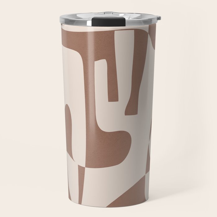 Mocha Modern Abstract 3 Travel Mug Gallery Image 1