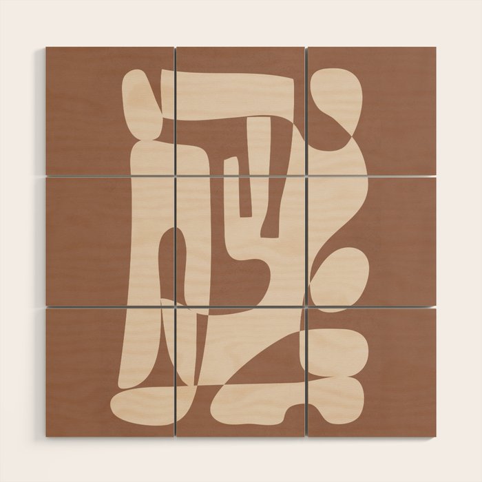 Mocha Modern Abstract 3 Wood Wall Art Gallery Image 1
