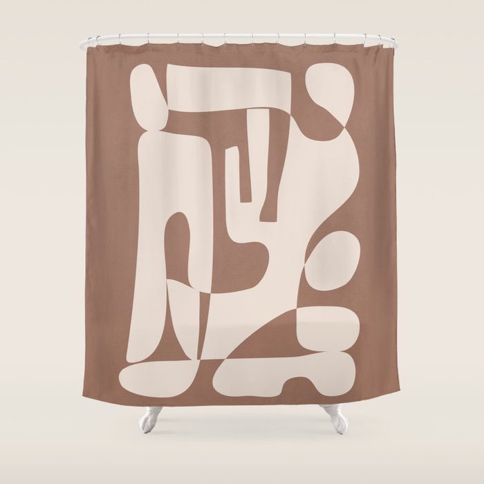 Mocha Modern Abstract 3 Shower Curtain Gallery Image 1