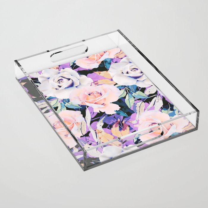 Modern Dark Vibrant Flowery D Acrylic Tray Gallery Image 1