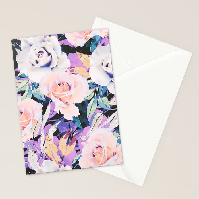 Modern Dark Vibrant Flowery D Stationery Card Gallery Image 2