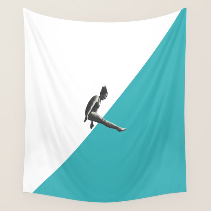 Diver (turquoise) Wall Tapestry Gallery Image 1