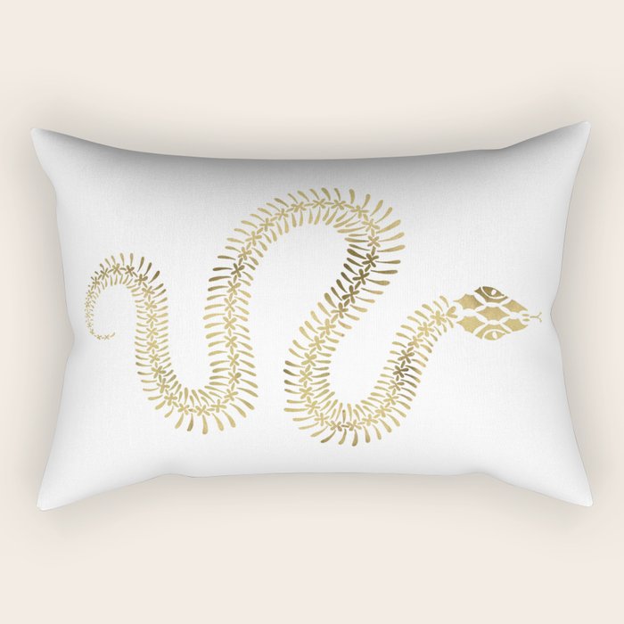 Snake Skeleton - Gold Rectangular Pillow Gallery Image 2
