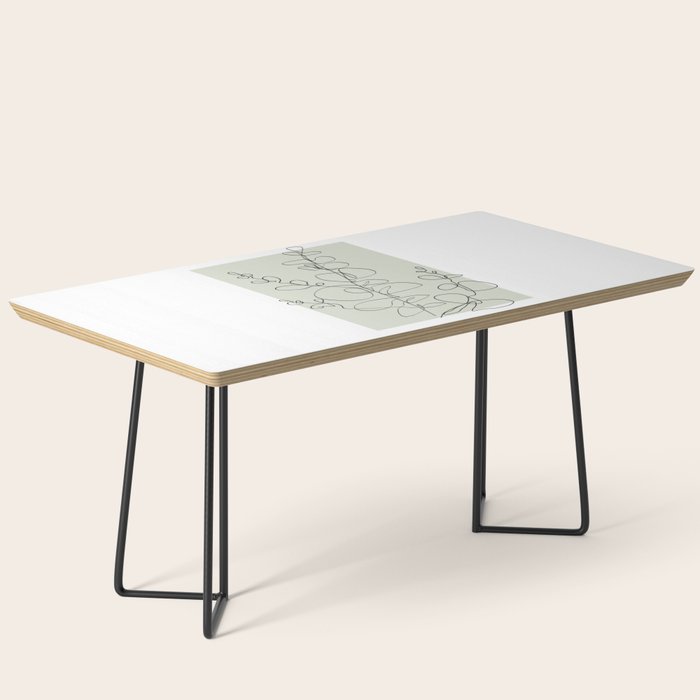 Botanical Line Art 1, Neutral Sage Green Minimalist Modern Art by Synplus Coffee Table Gallery Image 1