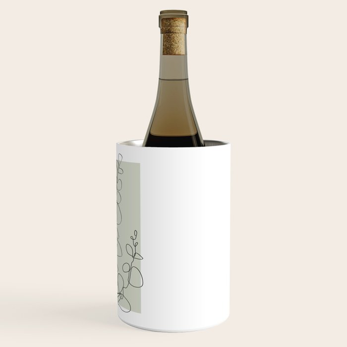Botanical Line Art 1, Neutral Sage Green Minimalist Modern Art by Synplus Wine Chiller Gallery Image 3