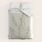 Botanical Line Art 1, Neutral Sage Green Minimalist Modern Art by Synplus Comforter Gallery Image 6