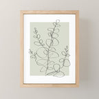 Botanical Line Art 1, Neutral Sage Green Minimalist Modern Art by Synplus Mini Art Print Gallery Image 1