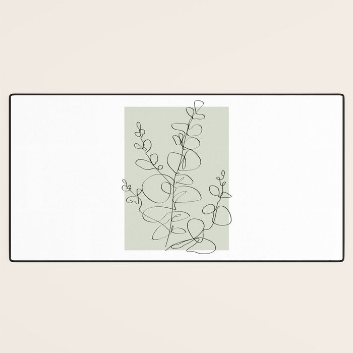 Botanical Line Art 1, Neutral Sage Green Minimalist Modern Art by Synplus Desk Mat Gallery Image 3