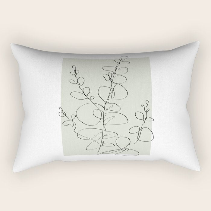 Botanical Line Art 1, Neutral Sage Green Minimalist Modern Art by Synplus Rectangular Pillow Gallery Image 2