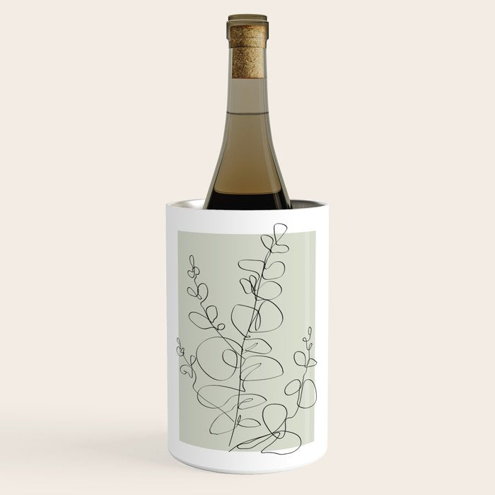 Botanical Line Art 1, Neutral Sage Green Minimalist Modern Art by Synplus Wine Chiller Gallery Image 1