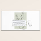 Botanical Line Art 1, Neutral Sage Green Minimalist Modern Art by Synplus Desk Mat Gallery Image 1