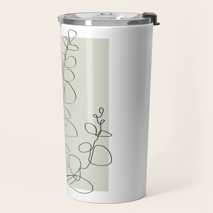 Botanical Line Art 1, Neutral Sage Green Minimalist Modern Art by Synplus Travel Mug Gallery Image 2