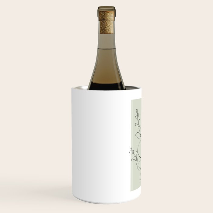 Botanical Line Art 1, Neutral Sage Green Minimalist Modern Art by Synplus Wine Chiller Gallery Image 2