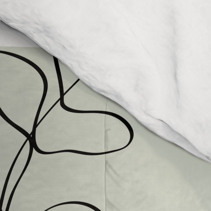 Botanical Line Art 1, Neutral Sage Green Minimalist Modern Art by Synplus Comforter Gallery Image 4