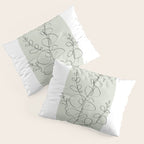 Botanical Line Art 1, Neutral Sage Green Minimalist Modern Art by Synplus Pillow Sham Gallery Image 3