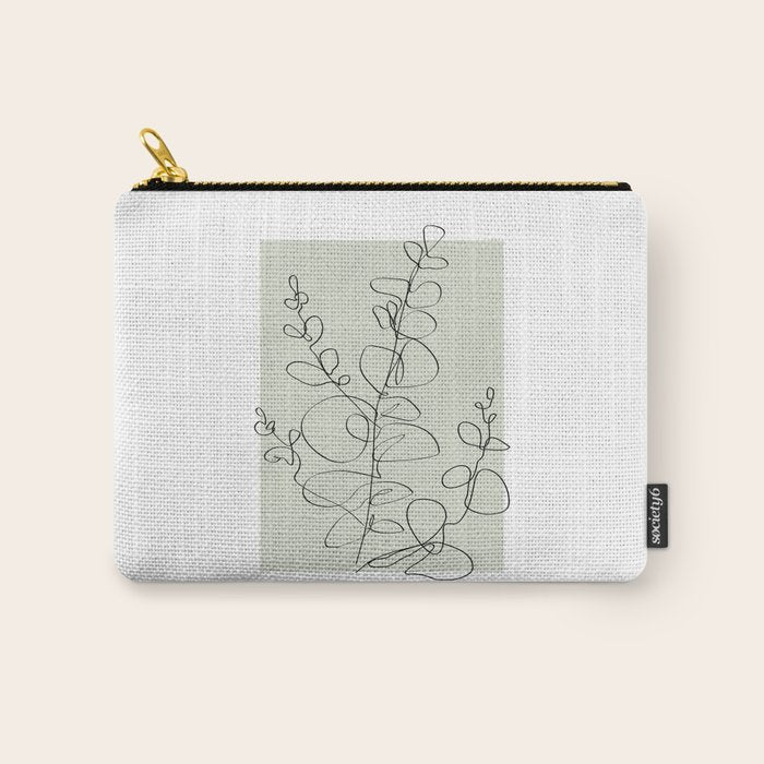 Botanical Line Art 1, Neutral Sage Green Minimalist Modern Art by Synplus Carry All Pouch Gallery Image 1