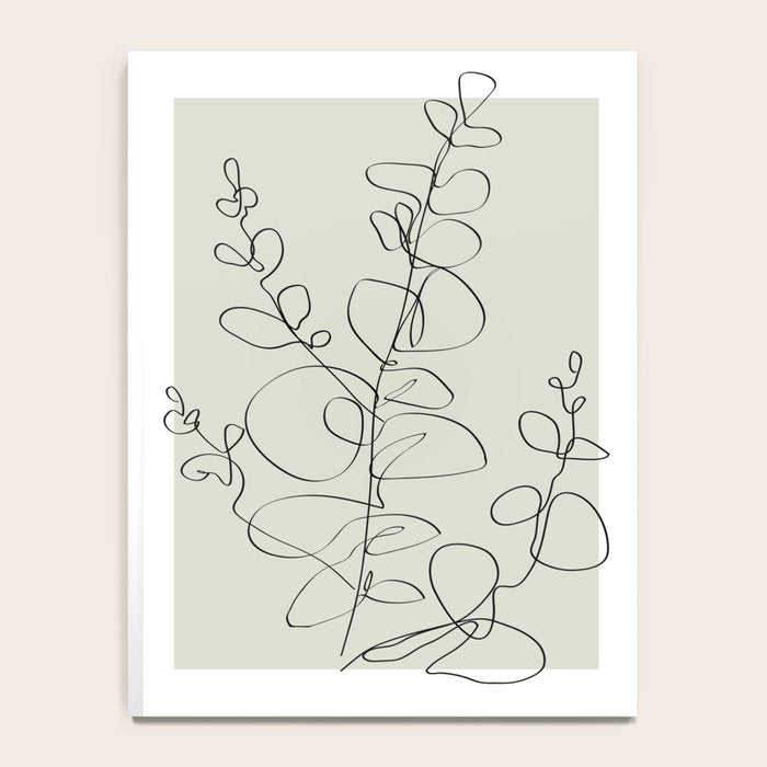 Botanical Line Art 1, Neutral Sage Green Minimalist Modern Art by Synplus Notebook Gallery Image 4