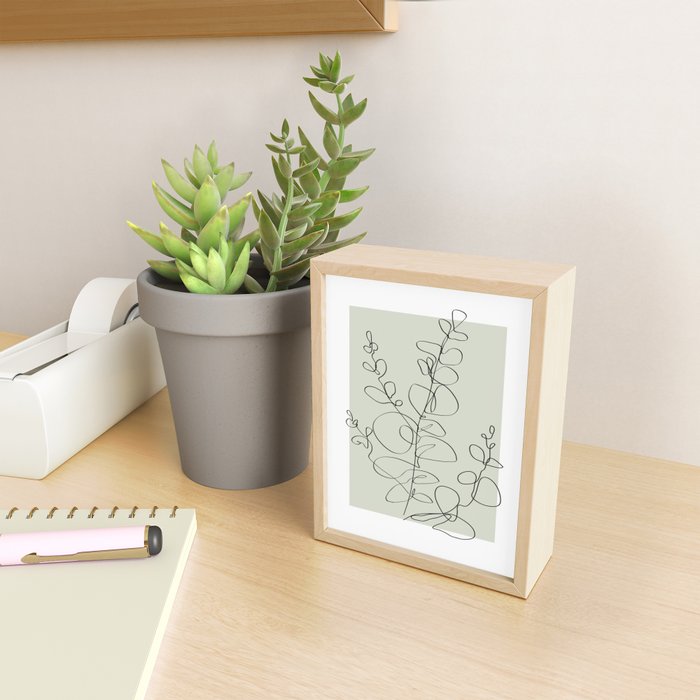 Botanical Line Art 1, Neutral Sage Green Minimalist Modern Art by Synplus Mini Art Print Gallery Image 2