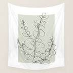 Botanical Line Art 1, Neutral Sage Green Minimalist Modern Art by Synplus Wall Tapestry Gallery Image 4