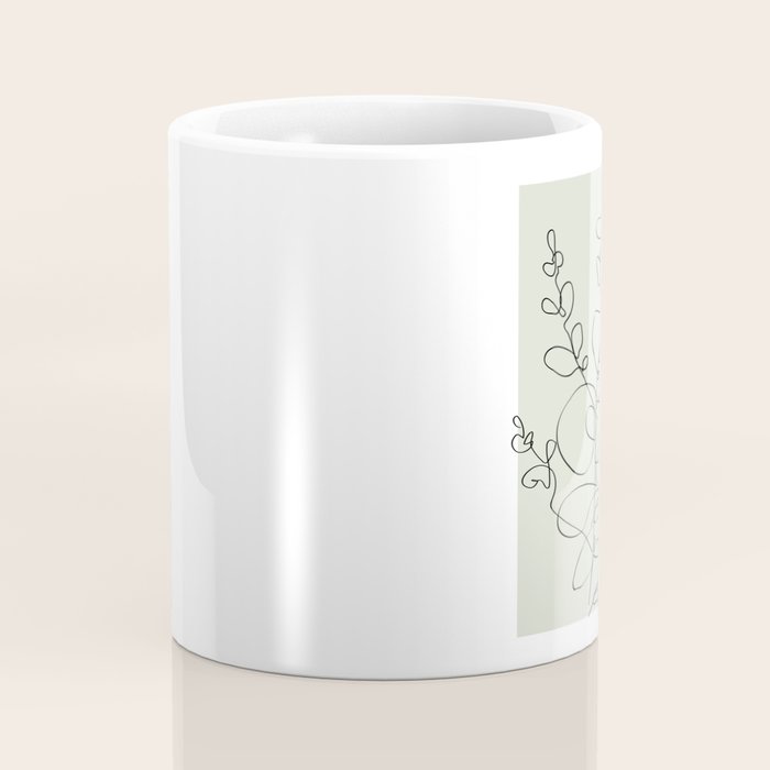 Botanical Line Art 1, Neutral Sage Green Minimalist Modern Art by Synplus Coffee Mug Gallery Image 4