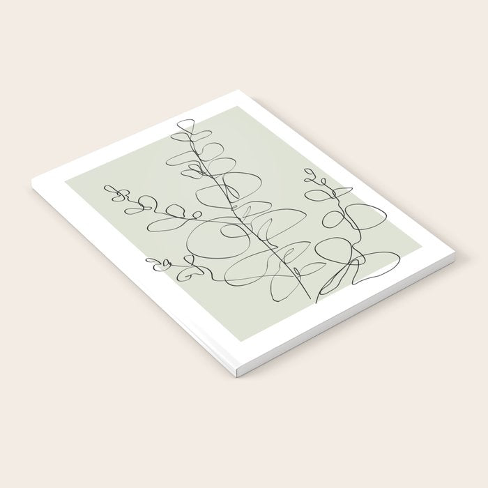 Botanical Line Art 1, Neutral Sage Green Minimalist Modern Art by Synplus Notebook Gallery Image 2