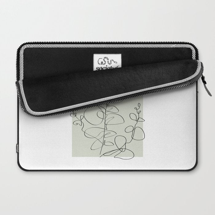 Botanical Line Art 1, Neutral Sage Green Minimalist Modern Art by Synplus Laptop Sleeve Gallery Image 2