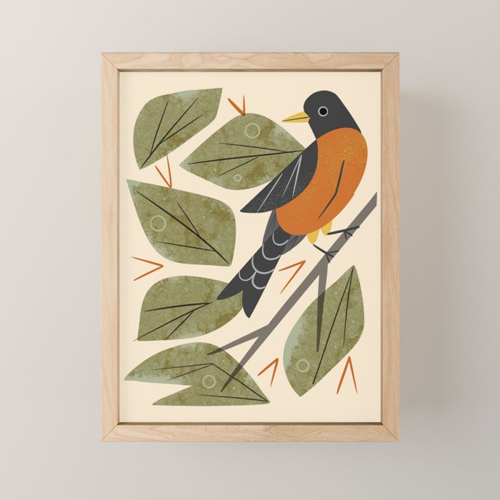 Perching Robin Mini Art Print Gallery Image 1