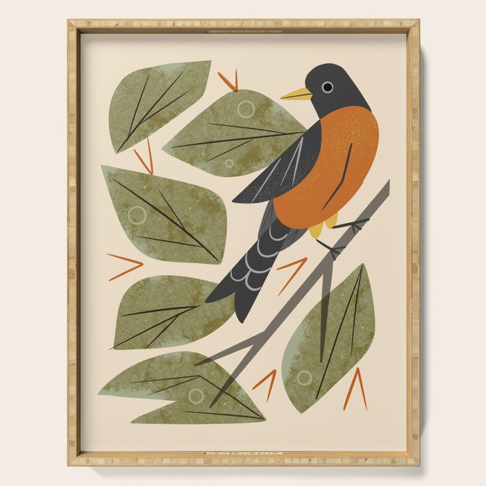 Perching Robin Serving Tray Gallery Image 1