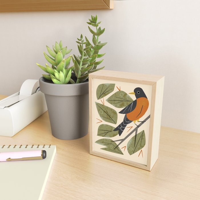 Perching Robin Mini Art Print Gallery Image 2