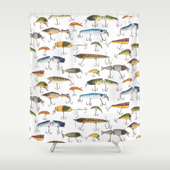 Vintage Fishing Lures Shower Curtain Gallery Image 1