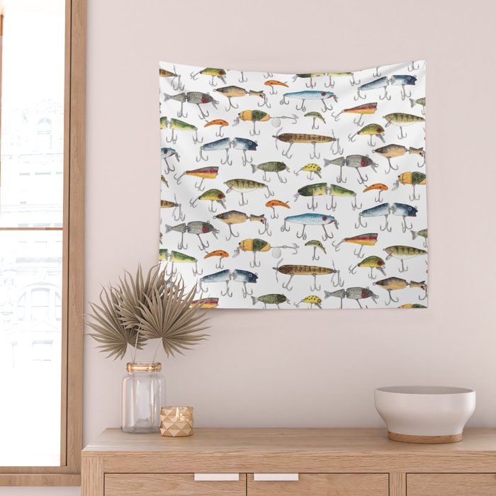 Vintage Fishing Lures Wall Tapestry Gallery Image 2