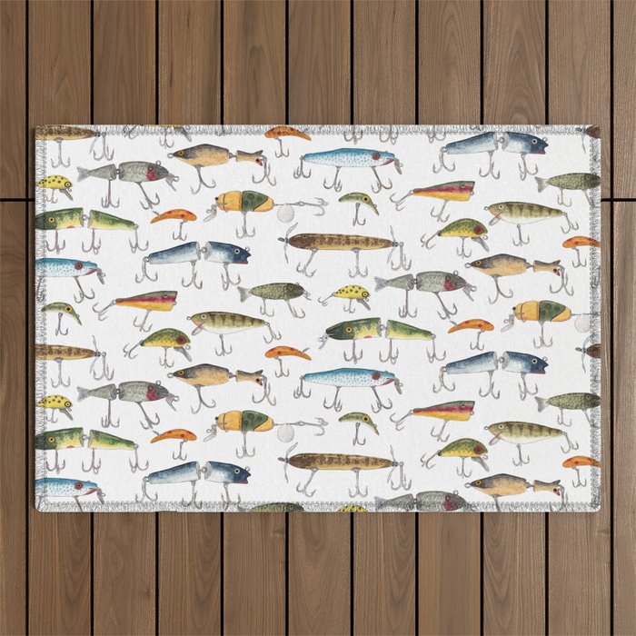 Vintage Fishing Lures Outdoor Rug Gallery Image 1