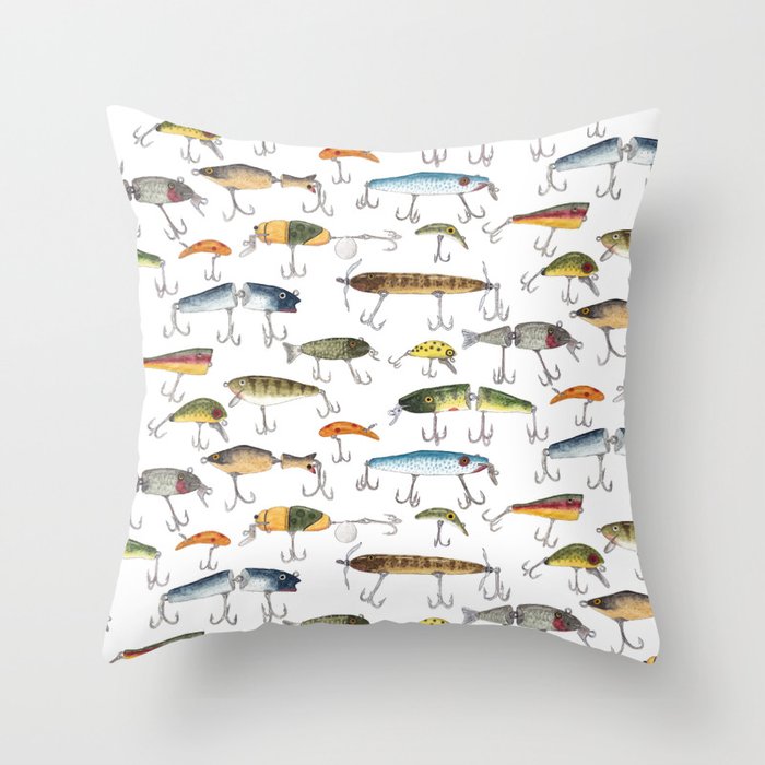 Vintage Fishing Lures Throw Pillow Gallery Image 6
