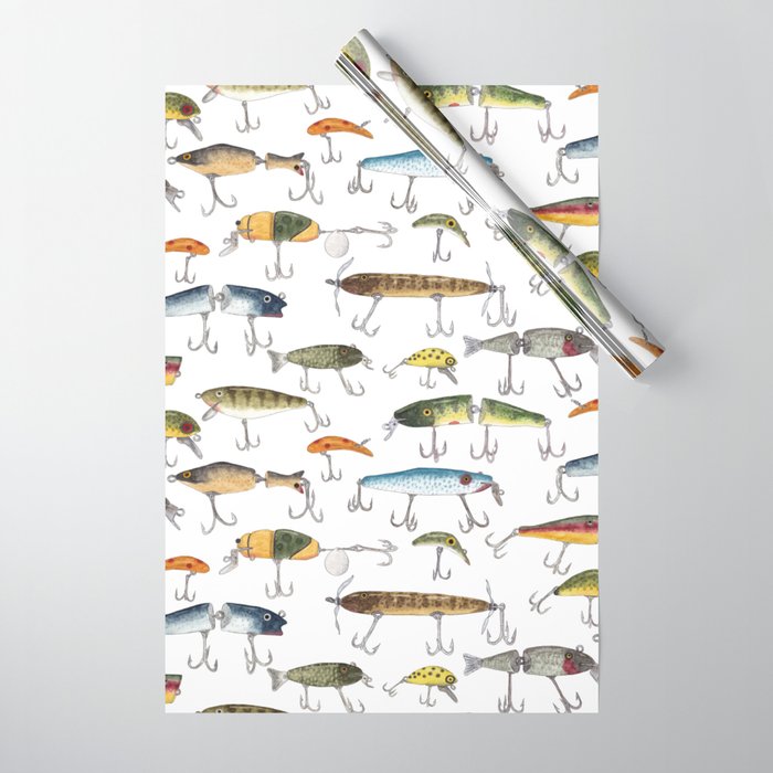 Vintage Fishing Lures Wrapping Paper Gallery Image 1