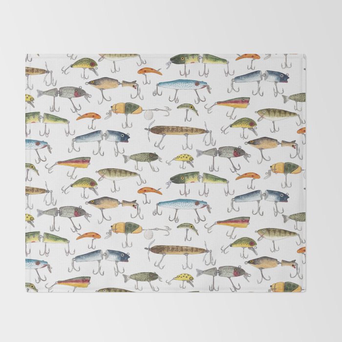 Vintage Fishing Lures Throw Blanket Gallery Image 2
