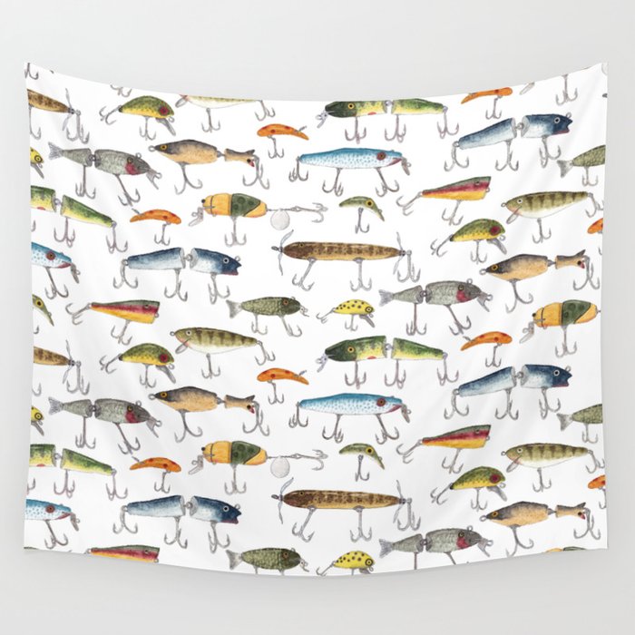 Vintage Fishing Lures Wall Tapestry Gallery Image 4