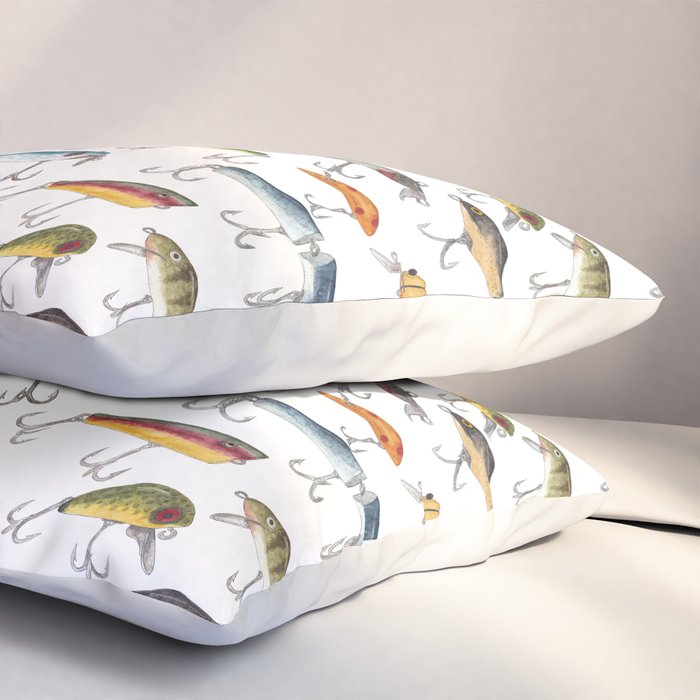 Vintage Fishing Lures Pillow Sham Gallery Image 3