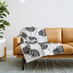 DÃ­a de Muertos Calavera â¢ Mexican Sugar Skull - Black Palette Throw Blanket Gallery Image 1