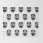 DÃ­a de Muertos Calavera â¢ Mexican Sugar Skull - Black Palette Throw Blanket Gallery Image 2